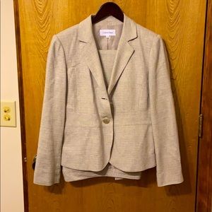 2 piece Calvin Klein tan pants suit